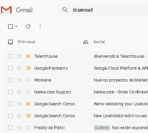 Correos No leídos en Gmail