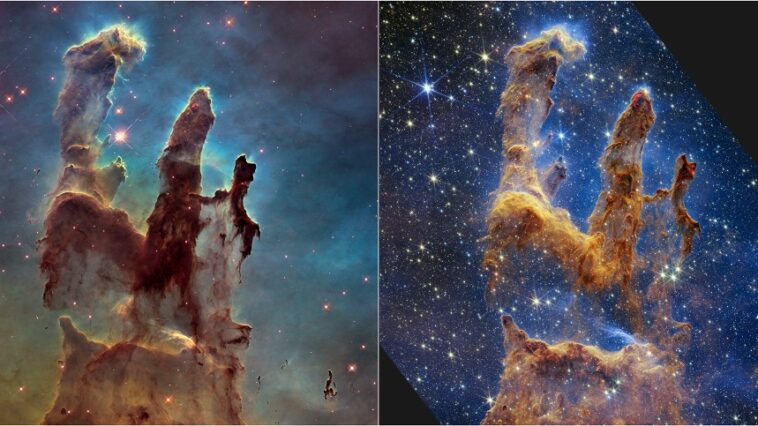 pilares de la creacion hubble vs webb