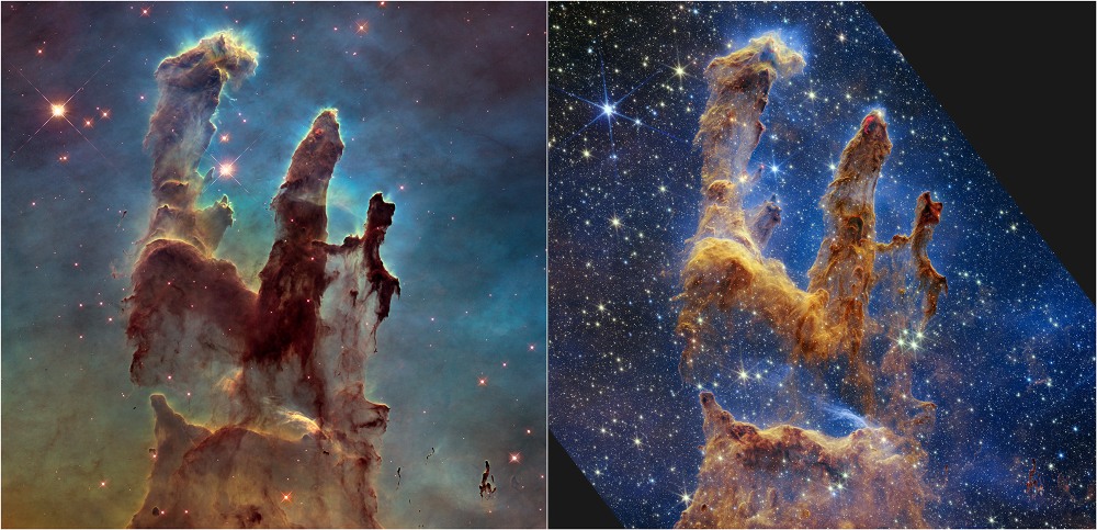 pilares de la creacion hubble vs webb